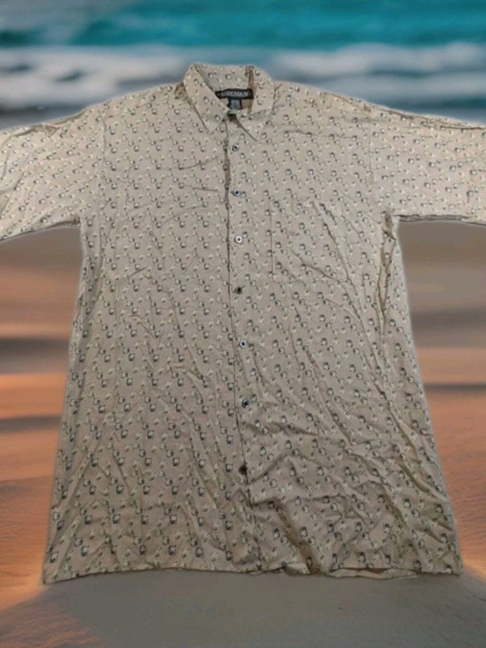 Addendum Men's Medium 100% Rayon Short Sleeve Button Down Shirt